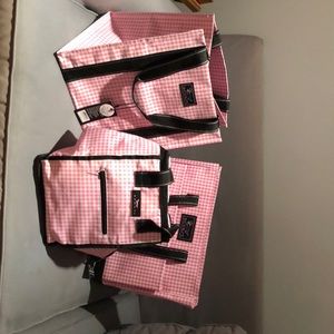 Gingham 3 pieces set of Scout bags and soft cooler.